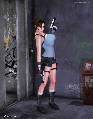 Lara spielt mit Monster