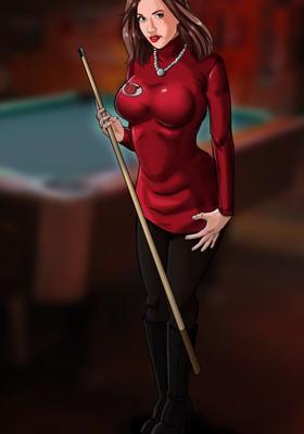 Red Dress Pool Table Babe