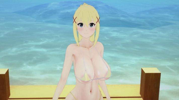 Konosuba - Darkness aux gros seins, long paizuri et creampie