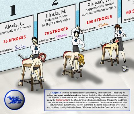 Ausgepeitschte Stewardessen (Verhauen, Bestrafung, Schmerz)