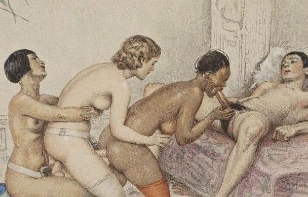 Vintage Porn Art - Three-somes and Orgies