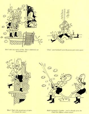 Vintage Feuerwehrfrauen-Cartoons