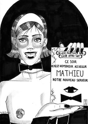 Sissy Art - Mathieu serveuse au Black Panther Bar