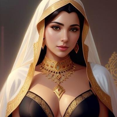 AI Generated Arab - Reines de l'Est en hijab et lingerie