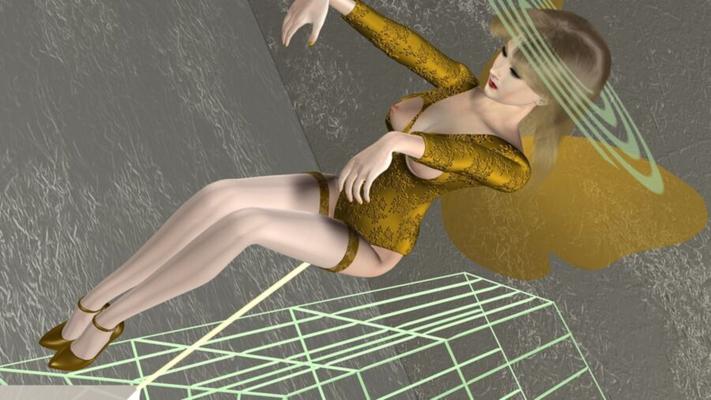 Green Pyramid II --Angel in Leotard Pantyhose and Heels