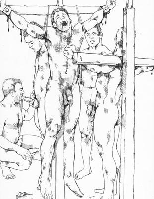 Mike Carcel art : hard gay BDSM and slavery fantasy