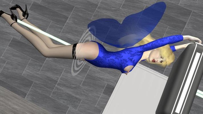 Laser Line (-Blue)-Angel in Leotard Pantyhose and Heels