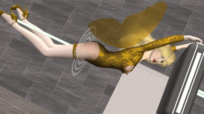 Laser Line (-Yellow)-Angel in Leotard Pantyhose and Heels