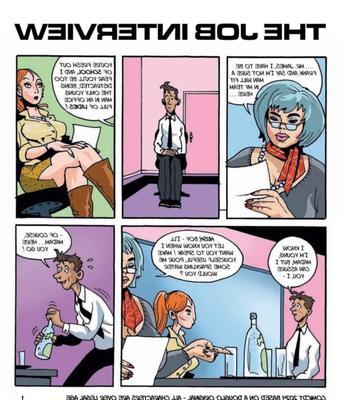 Translated and tweaked cartoon strip, office, MILFs