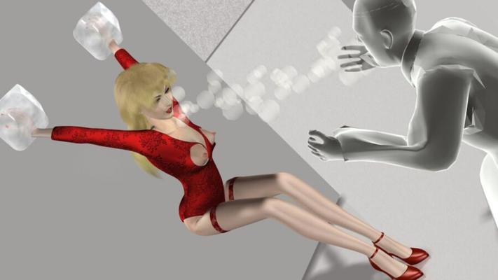 Ice Wall II --Angel in Leotard Pantyhose and Heels