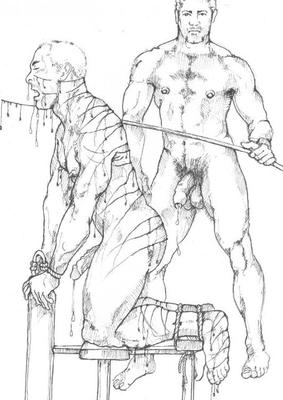 Mike Carcel art  hard gay BDSM and slavery fantasy