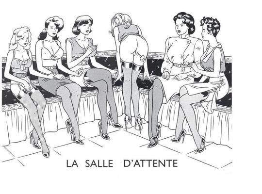 Salle d'attente pour poules mouillées (toon)