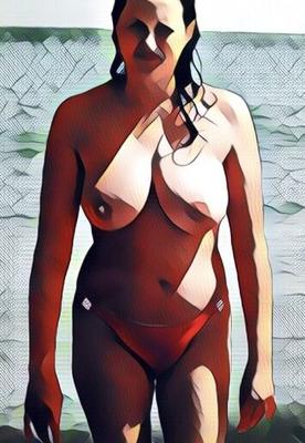 Esposa de desenho animado em topless