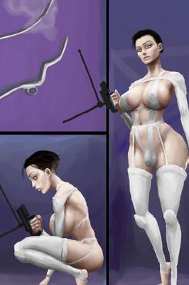 Short haired sci fi babe nude