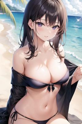 Mehr Anime-Babes in Bikinis draußen