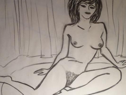 MODELO FEMENINO DESNUDO -DIBUJOS MUY ANTIGUOS AL CARBÓN