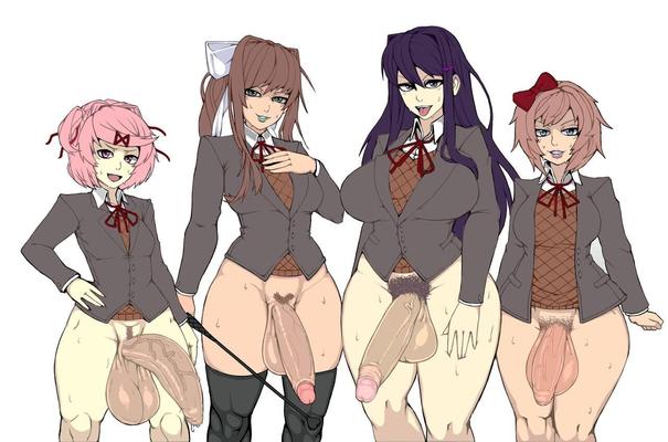 Alunos do clube de literatura doki doki sem fundo e peludos