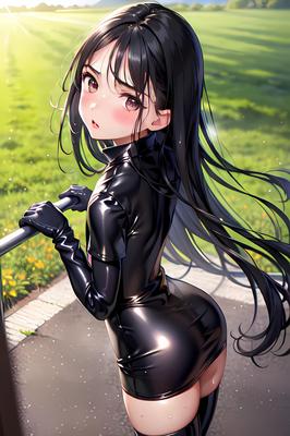 KI AI Hentai Latex Robe Brillante Bondage Adolescente