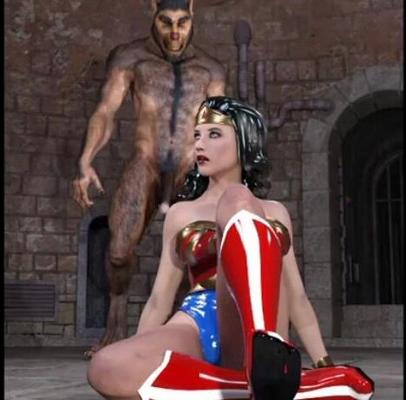 D Wonder Woman Fucked by a Werewolf!